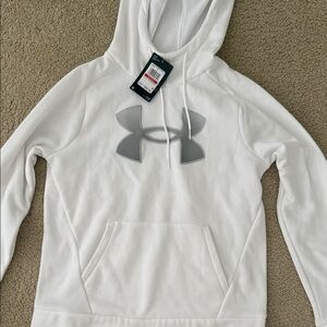 Under Armour White Hoodie with Silver Logo